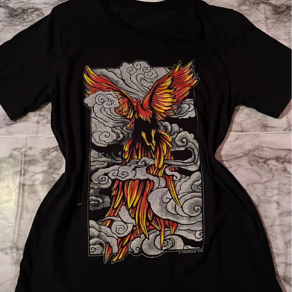 Graphic Tee with Phoenix Design